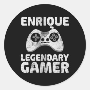 Personalised Legendary Gamer Shirt Enrique Name Vi Classic Round Sticker