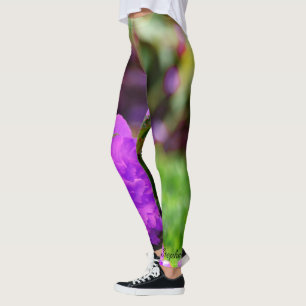 Personalised Leggings, Purple Flowers Leggings
