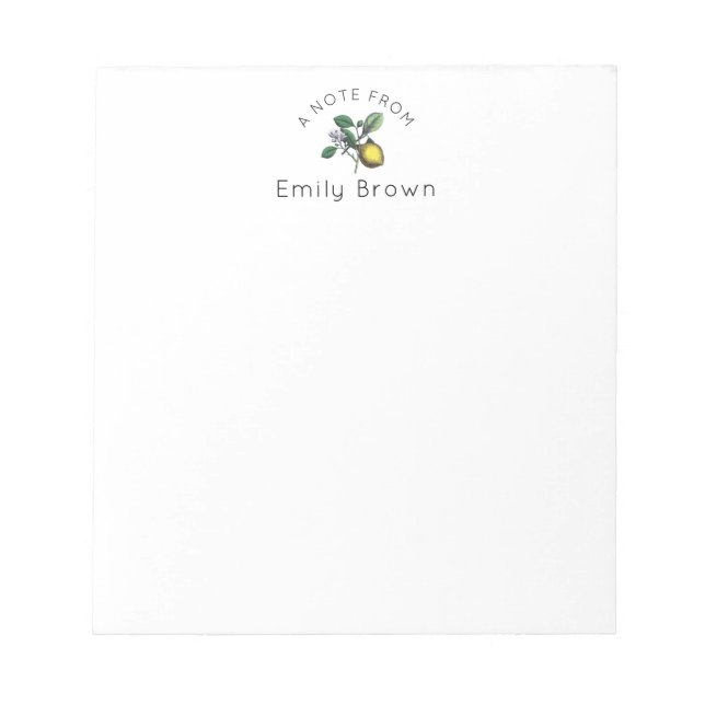 Personalised Lemon Branch Notepads (Front)