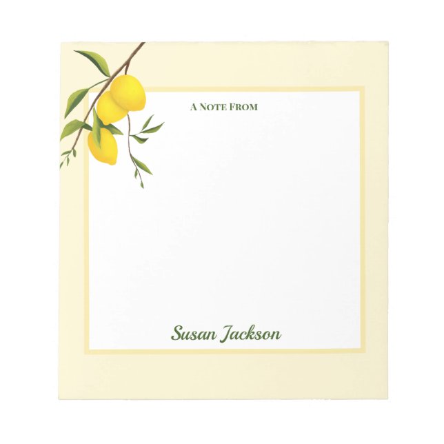 Personalised Lemon Citrus Botanical Notepad (Front)