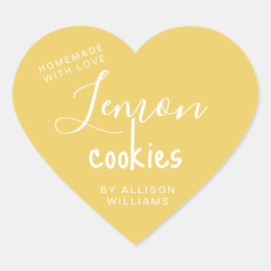 Personalised Lemon Cookies Homemade With Love Heart Sticker