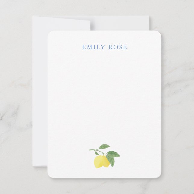Personalised Lemon Flat Note Card (Front)