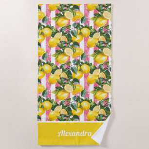Personalised Lemon Fruit Beach Towel