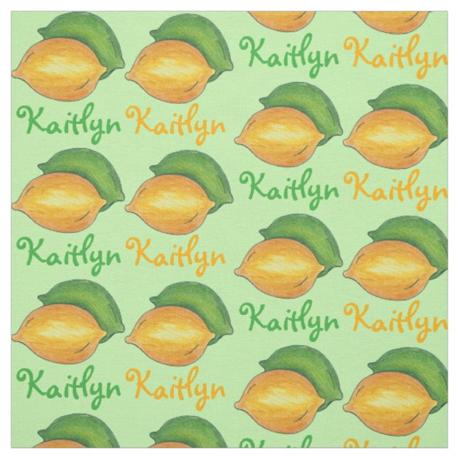 Personalised Lemon Lime Fruit Green Yellow Citrus Fabric (Swatch)