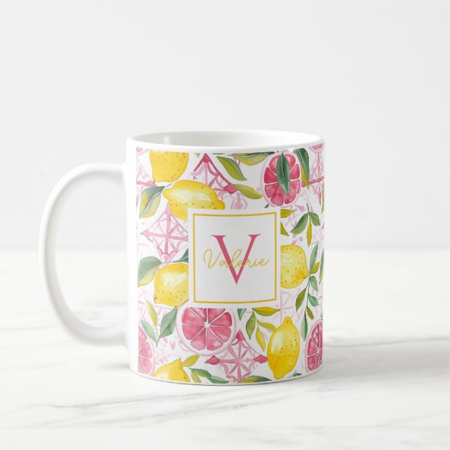 Personalised Lemon Mug with Name & Initial (Left)