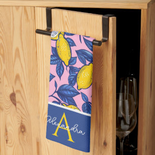 Personalised Lemon Pattern Kitchen Towel