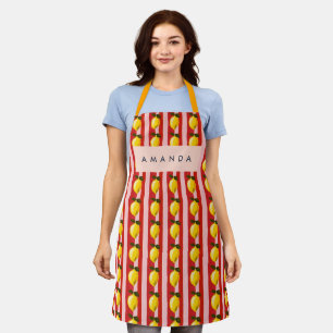Personalised Lemon Stripe Pattern Yellow Lemons  Apron