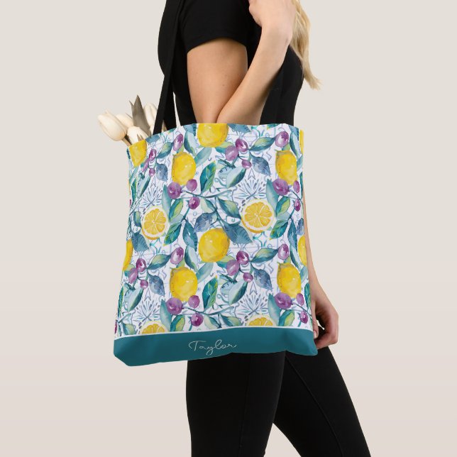 Personalised Lemon Tote Bag (Close Up)