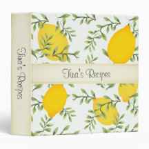 Personalised Lemon Tree Recipe 3 Ring Binder