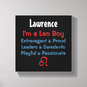 Personalised Leo Boy Zodiac Canvas Wrap Print