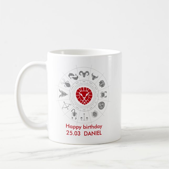 Personalised Leo Zodiac Birthday Gift Coffee Mug (Left)