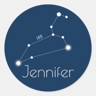 Personalised Leo Zodiac Constellation Classic Round Sticker