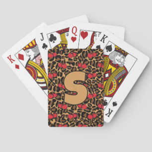 Personalised Leopard Cherries Playing Cards