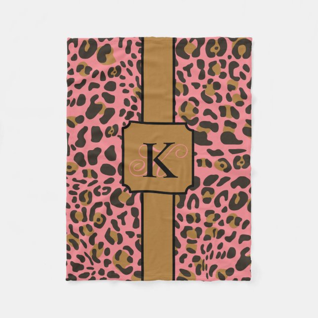 Personalised Leopard Jaguar Animal Print Pattern Fleece Blanket (Front)