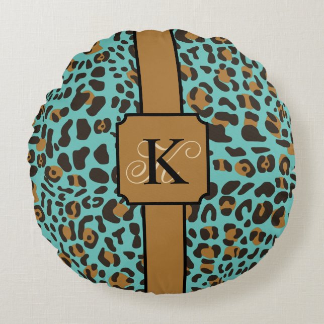 Personalised Leopard Jaguar Animal Print Pattern Round Cushion (Front)