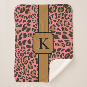 Personalised Leopard Jaguar Animal Print Pattern Sherpa Blanket