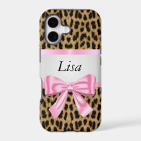 Personalised Leopard Pattern Pink Bow