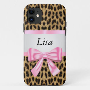 Personalised Leopard Pattern Pink Bow Case-Mate iPhone Case