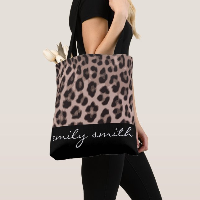 Personalised Leopard Pattern Tote Bag (Close Up)