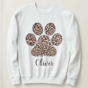 Personalised Leopard Paw Print White Sweatshirt