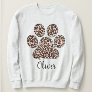 Personalised Leopard Paw Print White Sweatshirt 