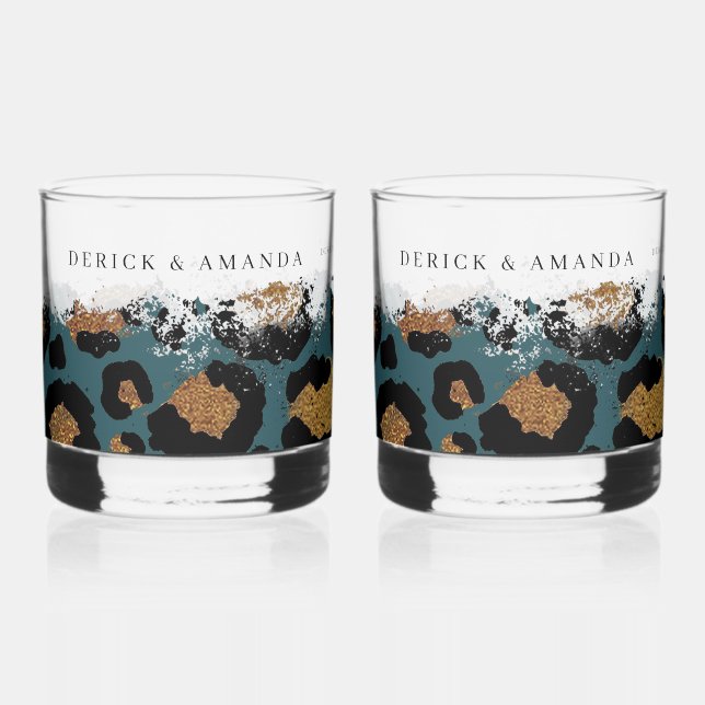 Personalised Leopard Print Bar Glasses (Left)