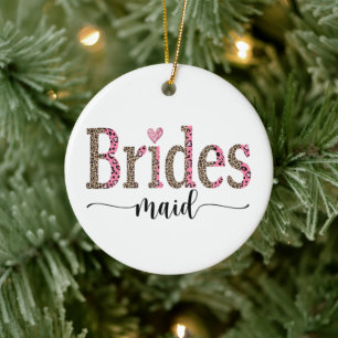 Personalised Leopard Print Bridesmaid gift  Ceramic Tree Decoration