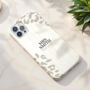 Personalised Leopard Print Custom Name and Year iPhone 16 Case