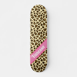 Personalised Leopard Print - Girls  Skateboard