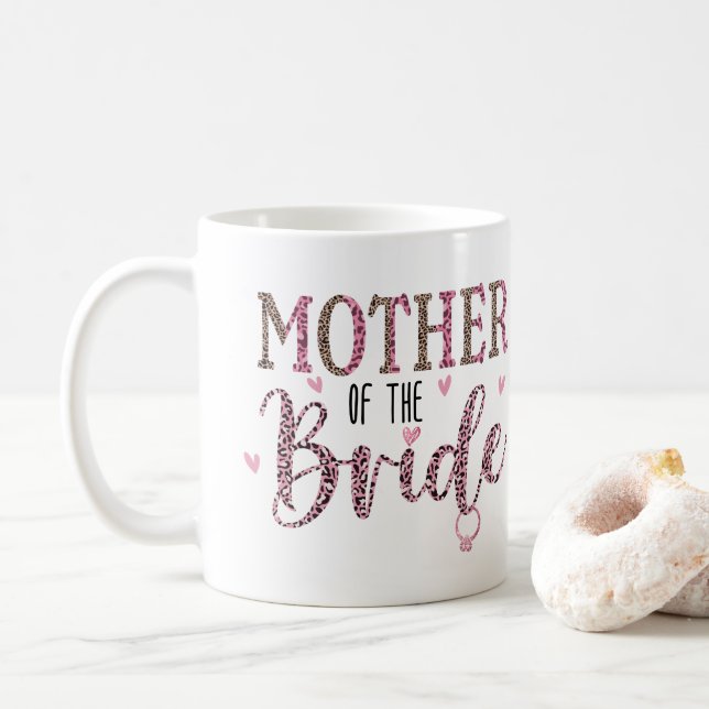 Personalised Leopard Print Mother of Bride Gift  Coffee Mug (With Donut)
