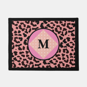 Personalised Leopard Print Polka Monogram Doormat