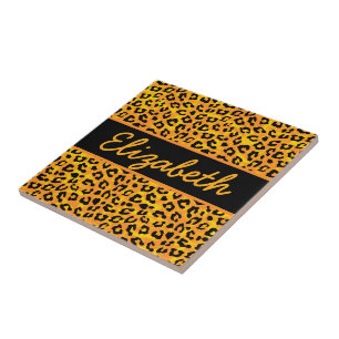 Personalised Leopard Print Tile