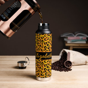Personalised Leopard Print Water Bottle