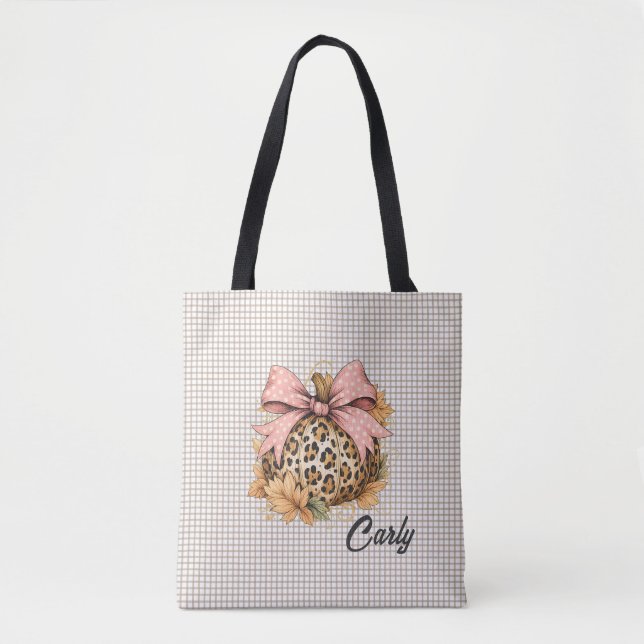 Personalised Leopard Pumpkin Tote Bag (Front)