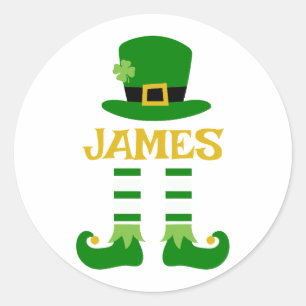 Personalised Leprechaun St. Patrick’s Day James Classic Round Sticker