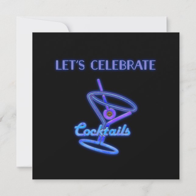 Personalised Let's Celebrate Cocktails Custom Text Invitation (Front)