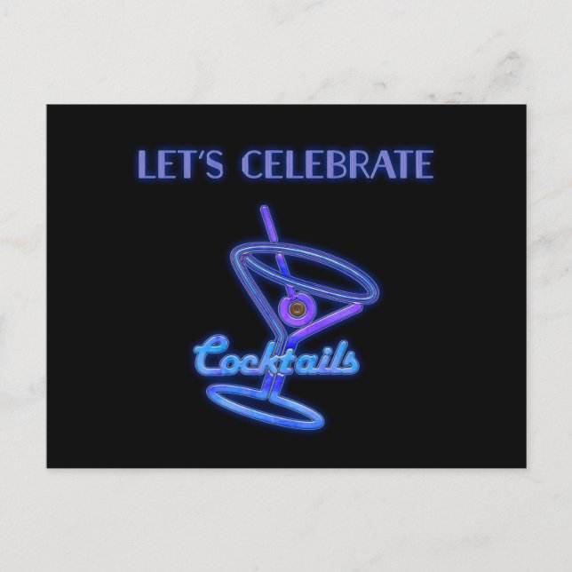 Personalised Let's Celebrate Cocktails Custom Text Postcard (Front)