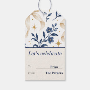 Personalised Let's Celebrate Navy Gift Tags