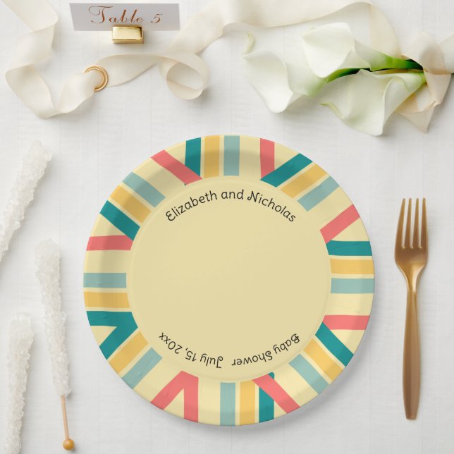 Personalised Let's Get Beachy multicolored  Paper Plate (Wedding)