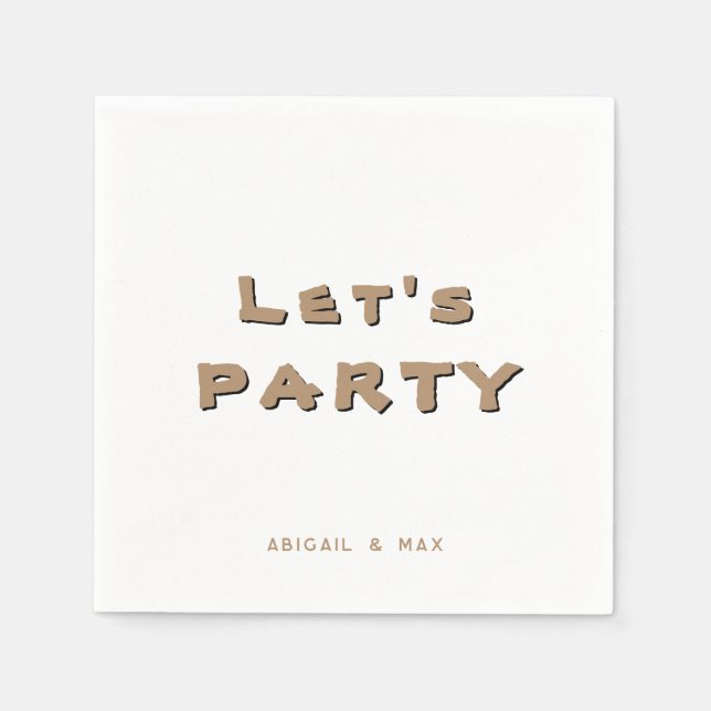 Personalised Let's Party Gold Cocktail Napkin (Front)