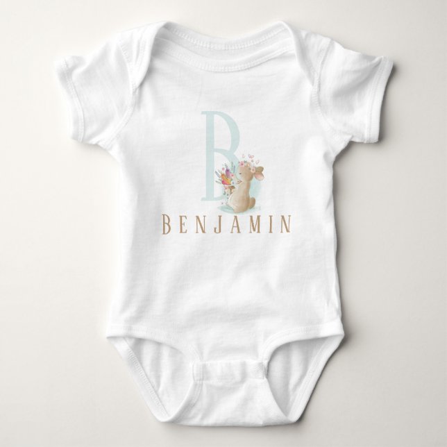 Personalised Letter and  Name Baby Bodysuit (Front)