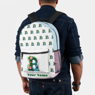 Personalised Letter B Printed Backpack