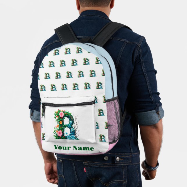 Personalised Letter B Printed Backpack (Insitu (Model))