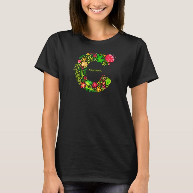 Personalised Letter C in Flowers T-Shirt (Front)