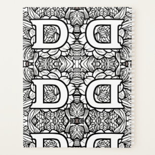 Personalised Letter D Floral Tattoo Black n White Planner