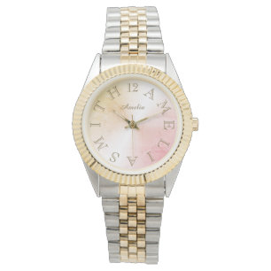 Personalised Letter Dial Pink Rose Gold Gradient Watch