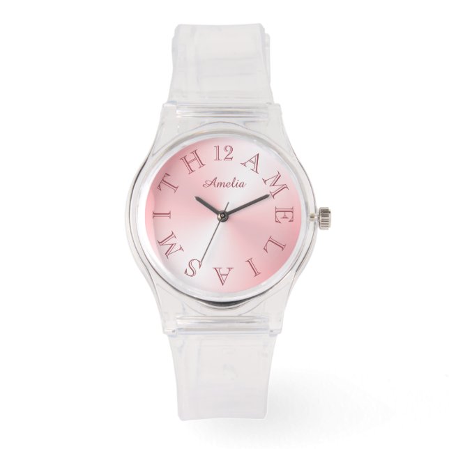 Personalised Letter Dial Pink White Gradient Watch (Front)