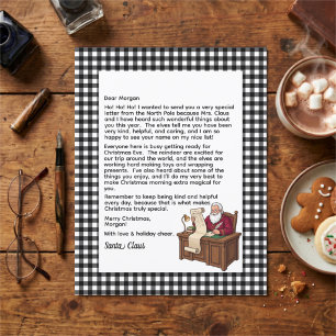 Personalised Letter From Santa Black & White Plaid