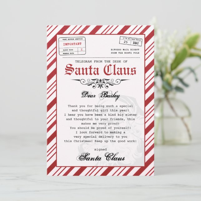 Personalised Letter from Santa Christmas Template (Standing Front)