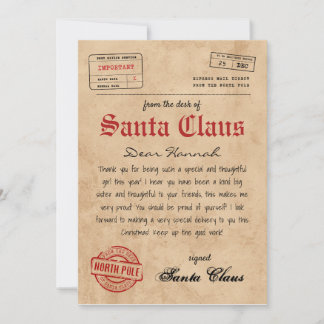 Personalised Letter from Santa Claus Invitation